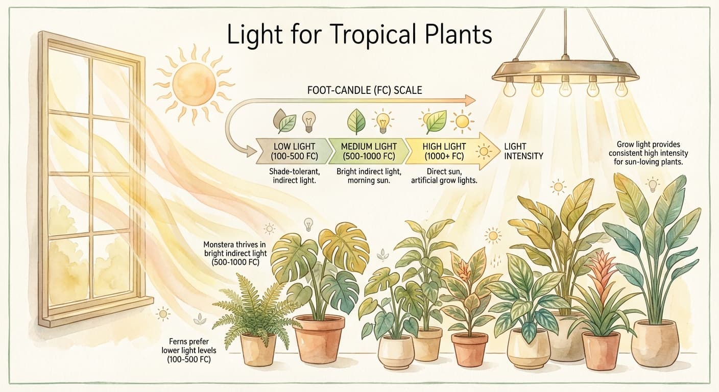 Tropical Plant Lighting: Natural Light vs. Grow Lights Explained